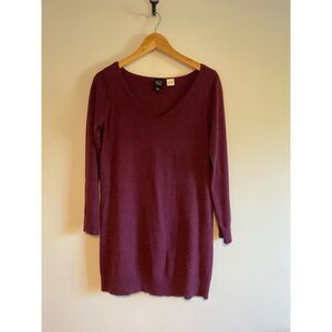 Eileen Fisher V Neck Sweater Tunic Size S (oversized) Purple Wool Cashmere Blend